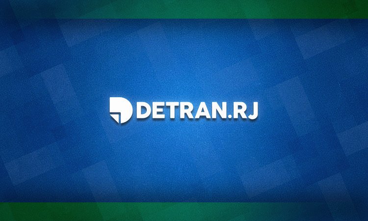 Logo do Detran.RJ na cor branca e com fundo azul